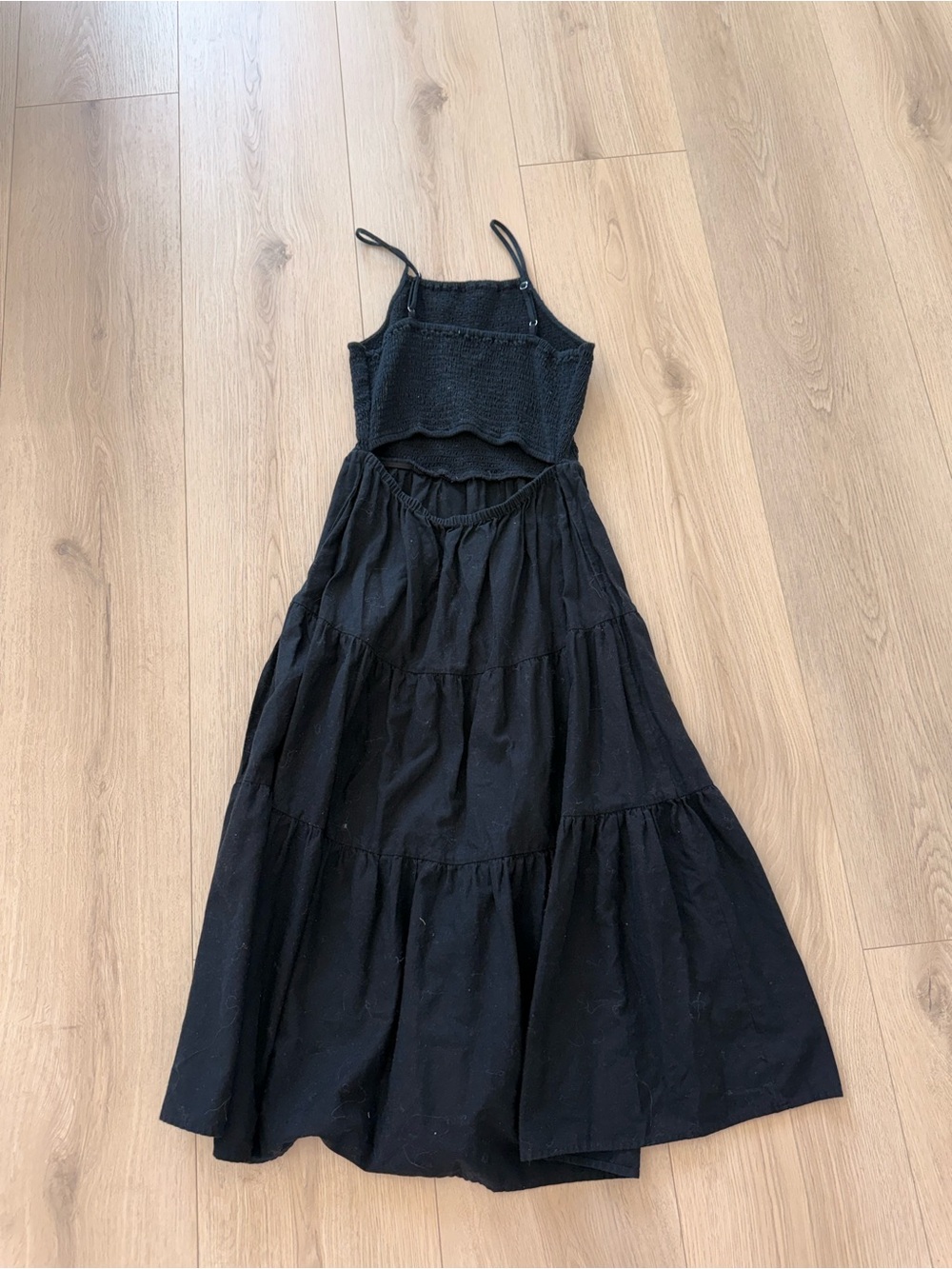a new day Black Tiered Maxi Dress with Smocked Bodice women’s summer - Picture 5 of 6